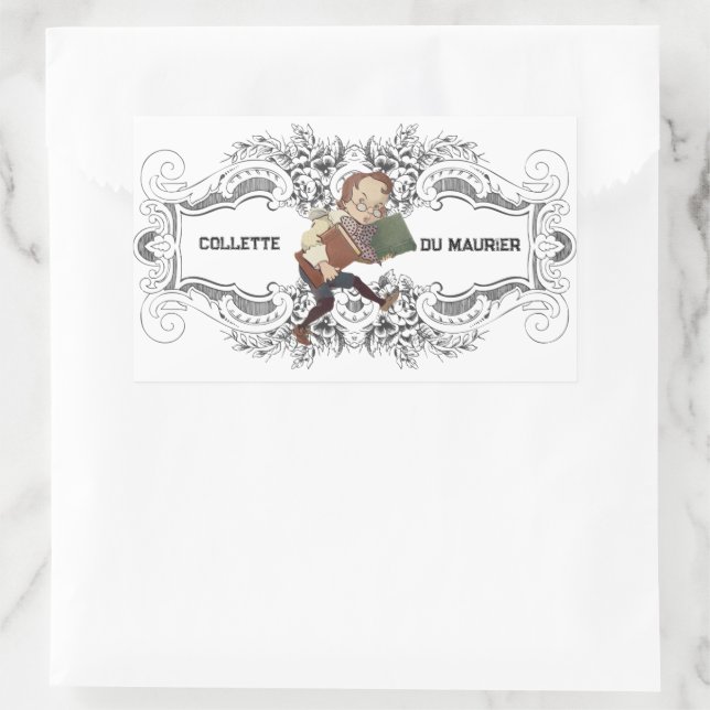 Cute Victorian Bookish Custom Bookplate Sticker (Bag)