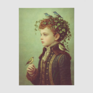 Cute Victorian Child, Vines & Birds EZ2R Decoupage Tissue Paper