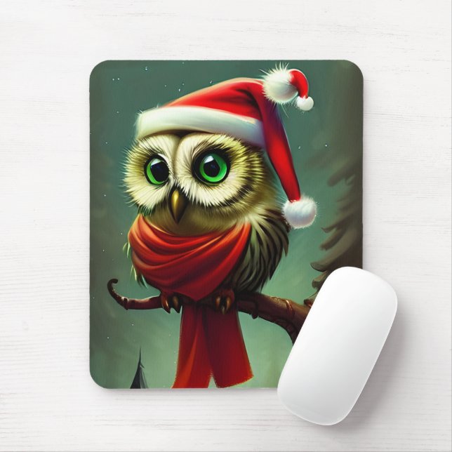 Cute Victorian Santa Owl Christmas Mouse Pad (With Mouse)