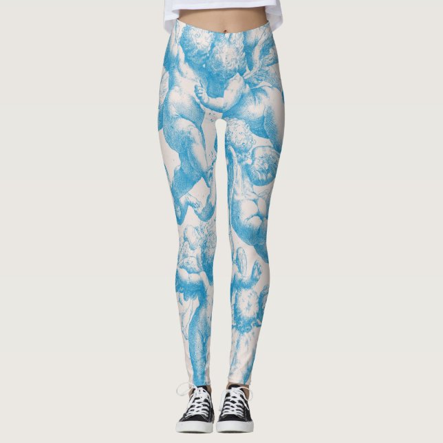 Cute Victorian Style Vintage Angels Leggings (Front)