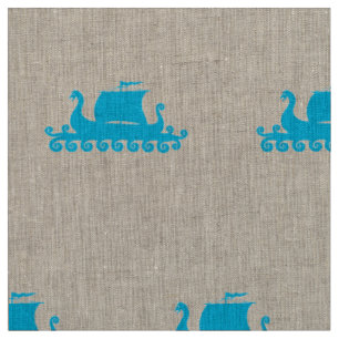 Cute Viking Ship Shape Pattern Fabric