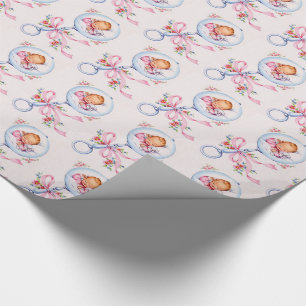 cute vinatge new baby,baby shower wrapping paper