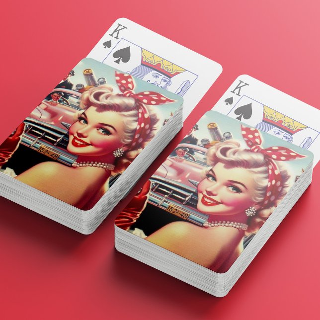 Cute Vintage 1950s Girl Playing Cards (Creator Uploaded)