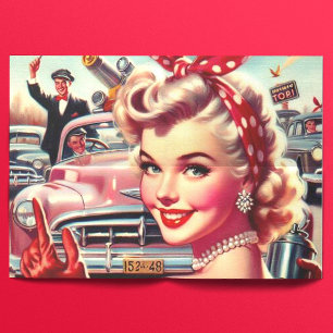 Cute Vintage 1950s Girl Tissue Paper