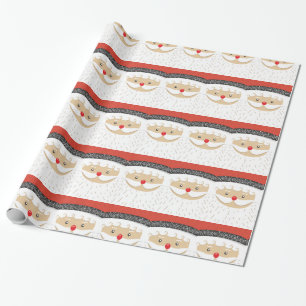Cute Vintage 1950's Santa Face Christmas Wrapping Paper