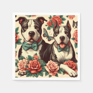 Cute Vintage American Pit Bull Terrier Napkin