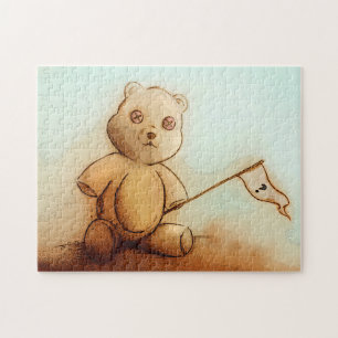Cute Vintage Art Brown Teddy Bear Toy for Kids Jigsaw Puzzle
