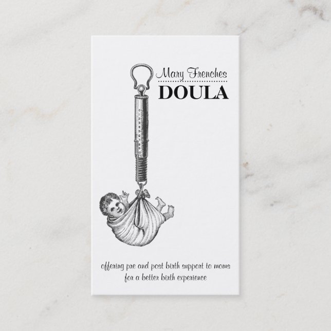 Cute Vintage Baby Scale Doula Midwife Calling Card (Front)