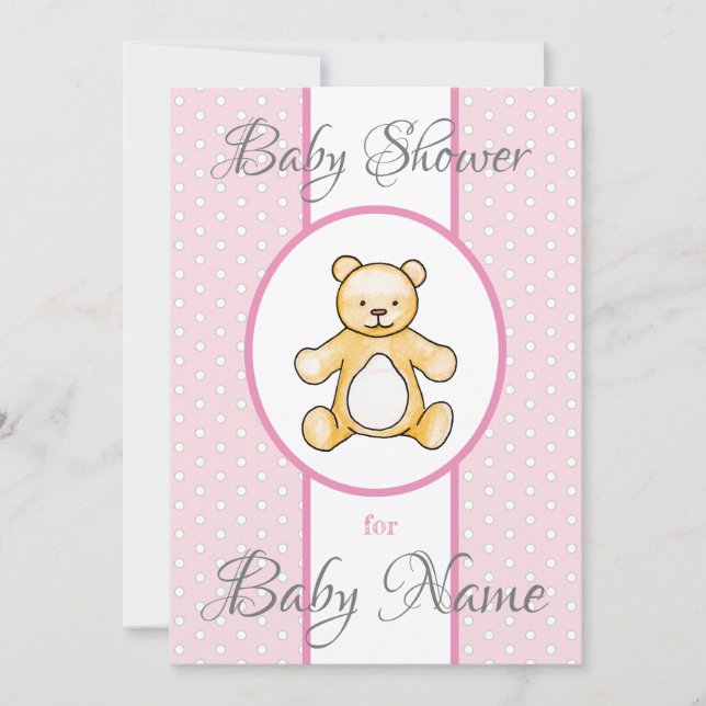 Cute vintage baby shower teddy invitation (Front)