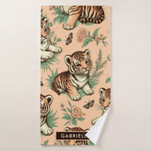 Cute Vintage Baby Tiger Pattern Bath Towel