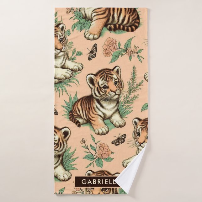 Cute Vintage Baby Tiger Pattern Bath Towel (Bath Towel)