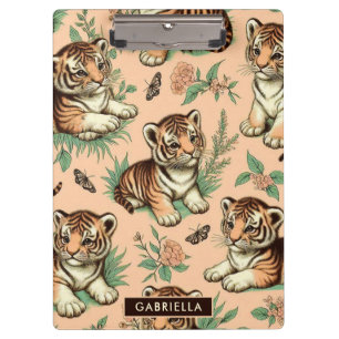 Cute Vintage Baby Tiger Pattern Clipboard