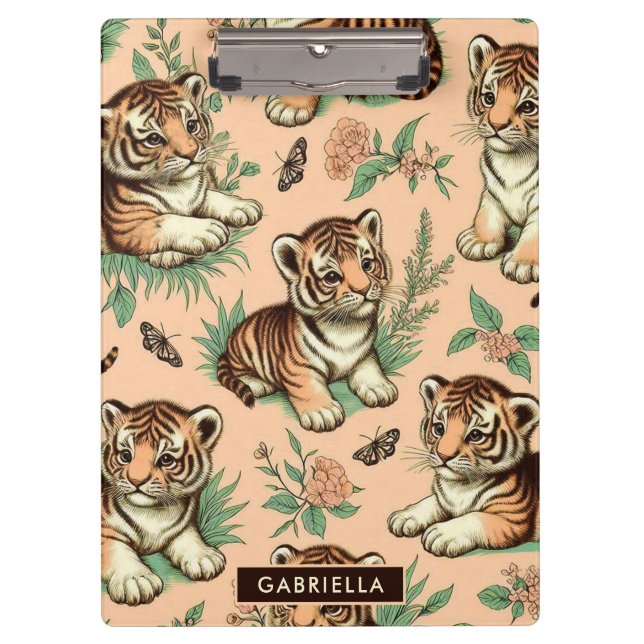 Cute Vintage Baby Tiger Pattern Clipboard (Front)
