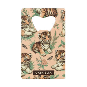 Cute Vintage Baby Tiger Pattern Credit Card Bottle Opener