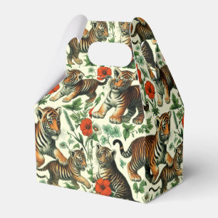 Cute Vintage Baby Tiger Seamless Favor Box