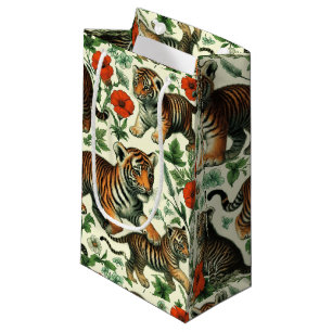 Cute Vintage Baby Tiger Seamless Small Gift Bag