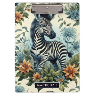 Cute Vintage Baby Zebra Watercolor Clipboard