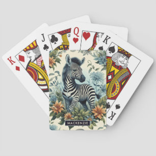 Cute Vintage Baby Zebra Watercolor Playing Cards