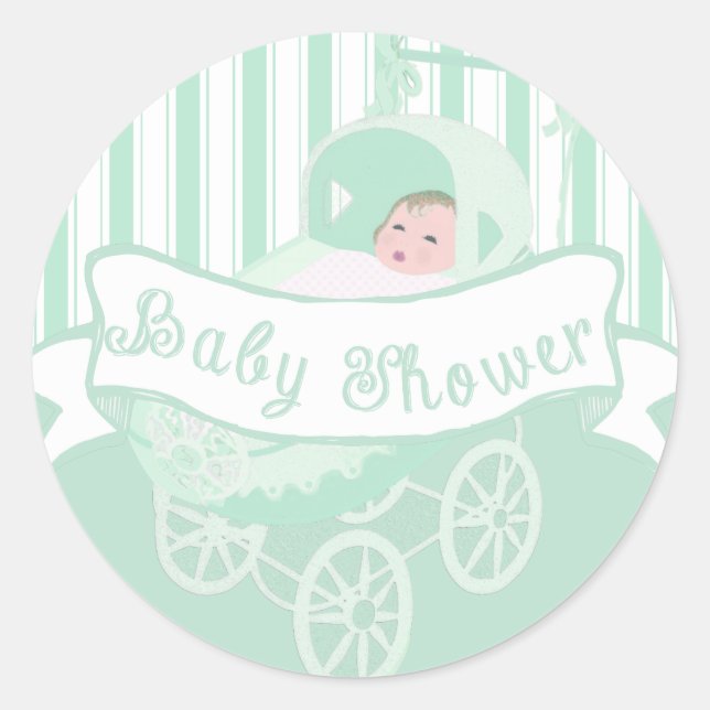 Cute Vintage Banner Baby Boy Shower Sticker (Front)