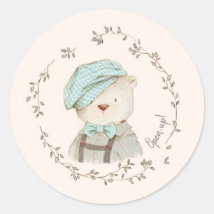 Cute Vintage Bear envelope seal stickers