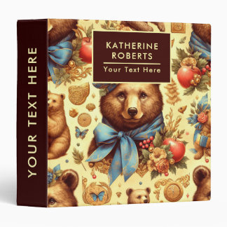 Cute Vintage Bear Watercolor Binder