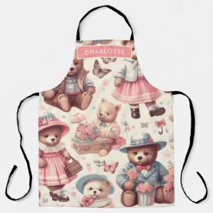 Cute Vintage Bears Seamless Apron
