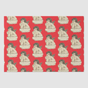 Cute Vintage Beige Red Cherub Angel Tissue Paper
