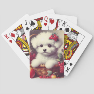 Cute Vintage Bichon Frisé Painting Playing Cards