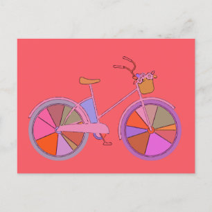 Cute Vintage Bike in Whimsical Red  Postcard