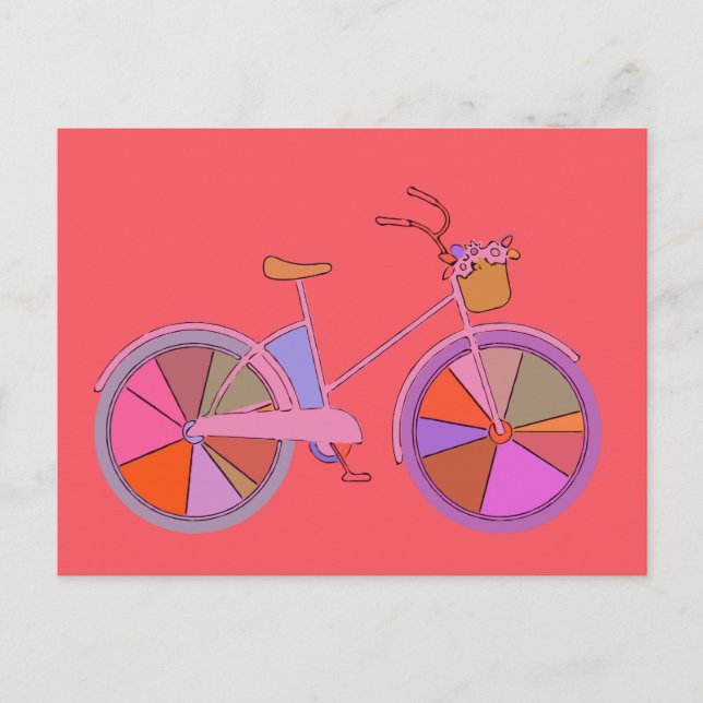 Cute Vintage Bike in Whimsical Red  Postcard (Front)