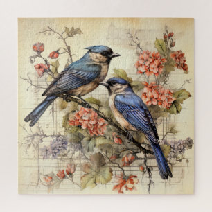 Cute vintage bird lovers jigsaw puzzle