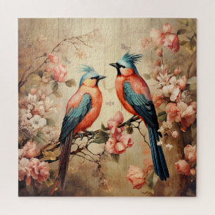 Cute vintage bird lovers jigsaw puzzle