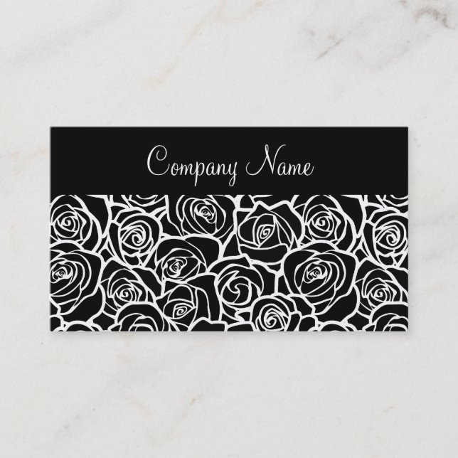Cute Vintage black and white roses Business Card (Front)