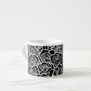Cute Vintage black and white roses Espresso Cup