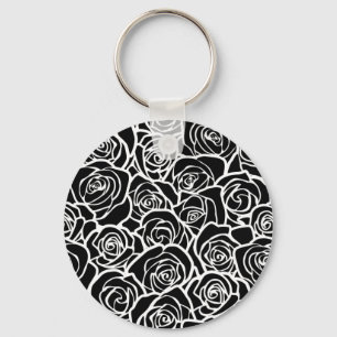 Cute Vintage black and white roses Keychain