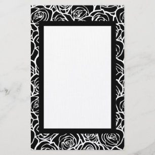 Cute Vintage black and white roses Stationery
