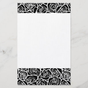 Cute Vintage black and white roses Stationery