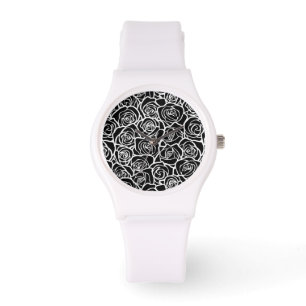 Cute Vintage black and white roses Watch