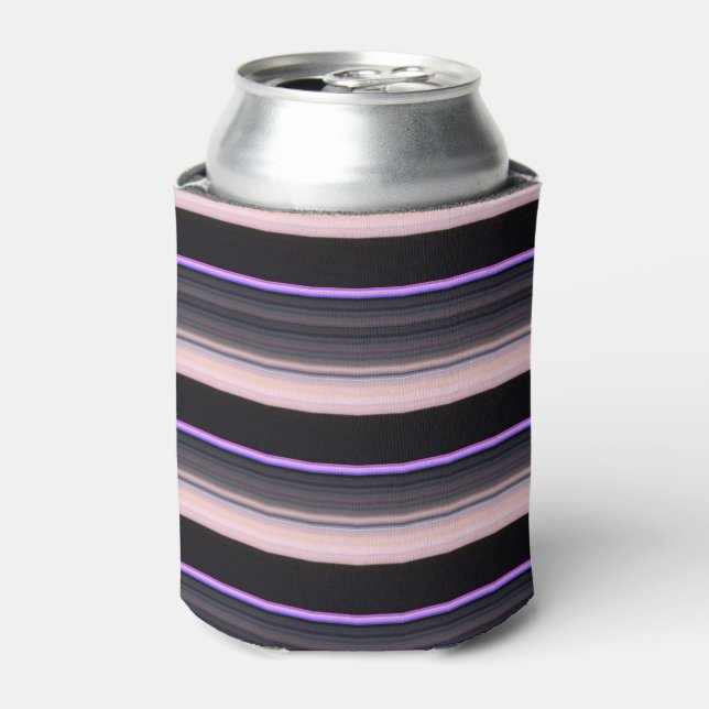 Cute vintage black grey stripes can cooler (Can Front)