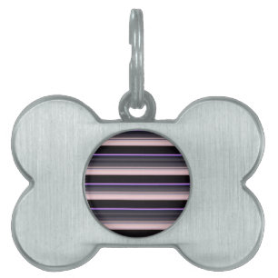 Cute vintage black grey stripes pet ID tag