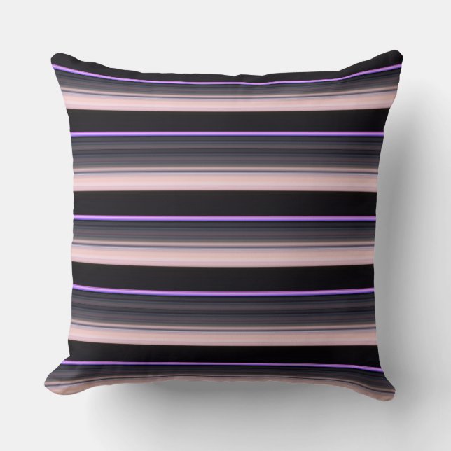Cute vintage black grey stripes throw pillow (Front)