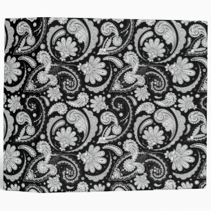 Cute vintage black white paisley patterns binder