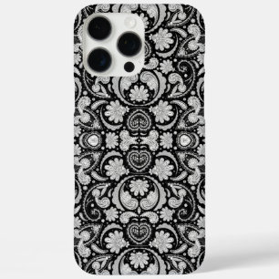 Cute vintage black white paisley patterns iPhone 16 pro max case