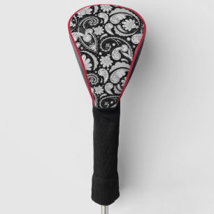 Cute vintage black white paisley patterns golf head cover