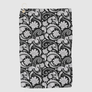 Cute vintage black white paisley patterns golf towel