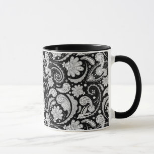 Cute vintage black white paisley patterns mug
