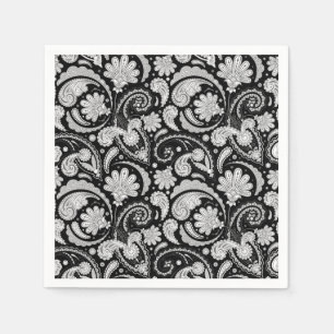 Cute vintage black white paisley patterns napkin