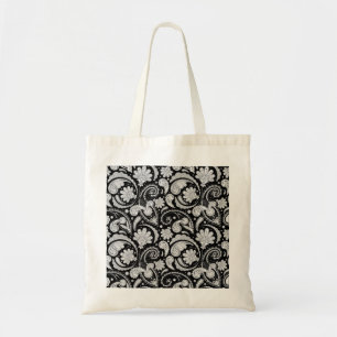 Cute vintage black white paisley patterns tote bag
