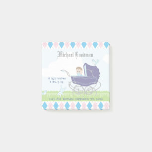 Cute Vintage Blue Baby Boy Carriage Post-it Notes
