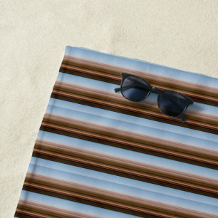 Cute vintage blue brown stripes beach towel
